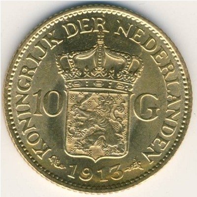 Нидерланды 10 гульденов 1913 год