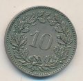 Швейцария 10 раппенов 1919 год (медь-никель)