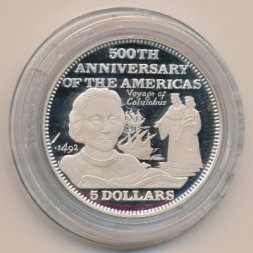 Багамские острова 5 долларов 1991 год