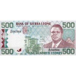 Сьерра-Леоне 500 леоне 1991 год - Джозеф Сайду Момо. Корабли в порту - UNC