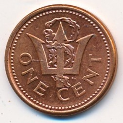 Барбадос 1 цент 1995 год - Трезубец Нептуна