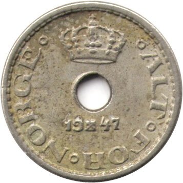 Норвегия 10 эре 1947 год - Король Хокон VII