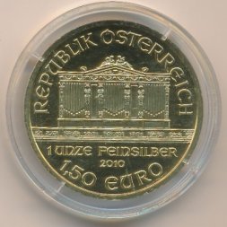 Австрия 1,5 евро 2010 год - Венская филармония
