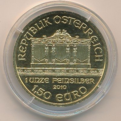 Австрия 1,5 евро 2010 год - Венская филармония