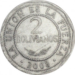 Боливия 2 боливиано 2008 год