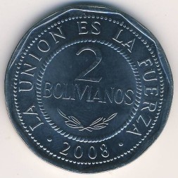 Боливия 2 боливиано 2008 год