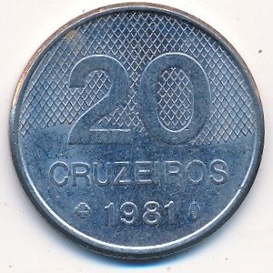Бразилия 20 крузейро 1981 год