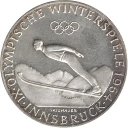 Монета Австрия 50 шиллингов 1964 год - Зимние Олимпийские игры в Инсбруке