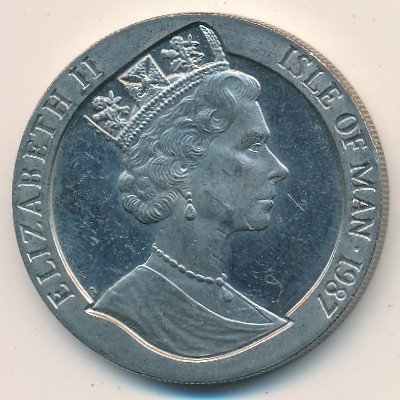 Остров Мэн 1 крона 1987 год - Регата Кубок Америки. Сэр Томас Липтон. Яхты