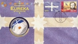 Австралия 5 долларов 2004 год - Битва у форта Эврека 150 лет (конверт с маркой)