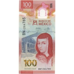 Мексика 100 песо 2021 год - Портрет Сор Хуаны Инес де ла Крус UNC