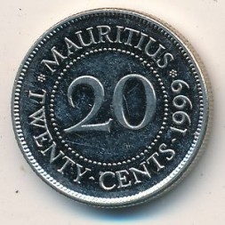 Маврикий 20 центов 1999 год