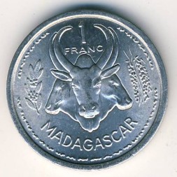Монета Мадагаскар 1 франк 1948 год