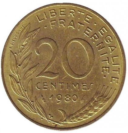 Франция 20 сантимов 1980 год