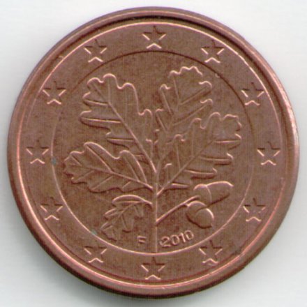 Германия 1 евроцент 2010 год (F)