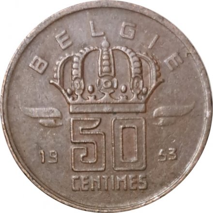 Бельгия 50 сантимов 1953 год BELGIE