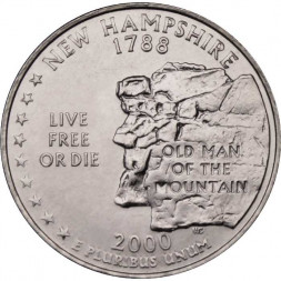 США 25 центов 2000 год - Штат Нью-Гэмпшир (P)