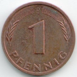 ФРГ 1 пфенниг 1992 год (D)