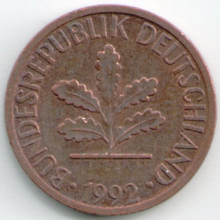 ФРГ 1 пфенниг 1992 год (D)