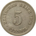 Германия 5 пфеннигов 1908 год (A)