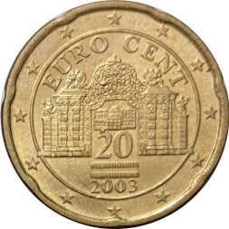 Австрия 20 евроцентов 2003 год - Дворец Бельведер