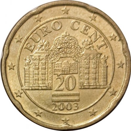 Австрия 20 евроцентов 2003 год - Дворец Бельведер