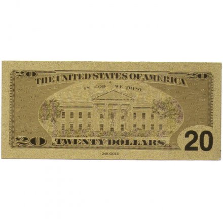 Сувенирная банкнота США 20 долларов (золотые) - UNC