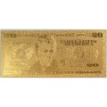 Сувенирная банкнота США 20 долларов (золотые) - UNC