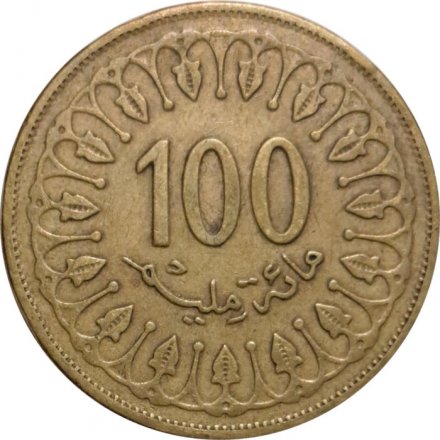 Тунис 100 миллимов 2011 год