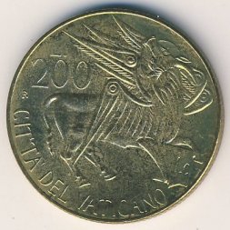 Ватикан 200 лир 1985 год