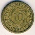 Веймарская республика 10 рейхспфеннигов 1924 год (J)