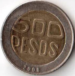 Колумбия 500 песо 2008 год