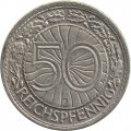 Веймарская республика 50 рейхспфеннигов 1928 год (J)