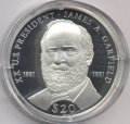 Либерия 20 долларов 2000 год - Джеймс Гарфилд
