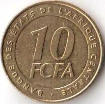 Монета Центральная Африка 10 франков 2006 год