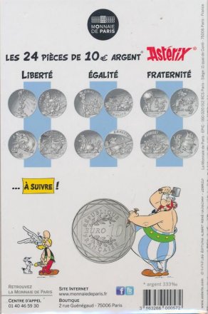 Франция 10 евро 2015 год - Астерикс и Обеликс - LIBERTE, смех
