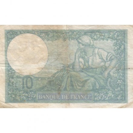 Франция 10 франков 1941 год - след от степлера - F-VF