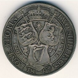 Великобритания 2 шиллинга (1 флорин) 1897 год