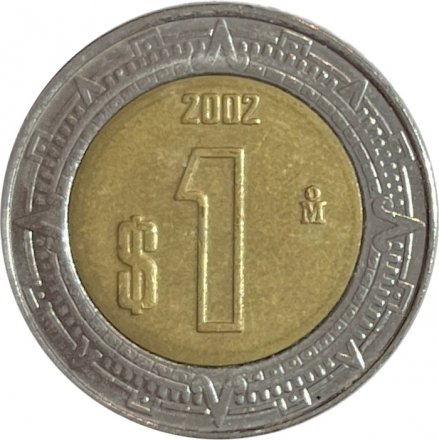 Мексика 1 песо 2002 год - Хохлатый сокол