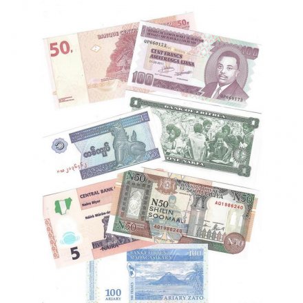 Набор из 7 банкнот стран Африки (UNC)