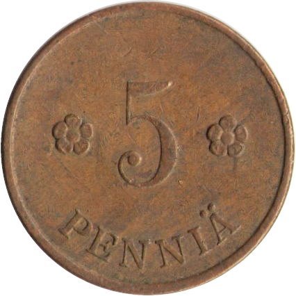 Финляндия 5 пенни 1927 год