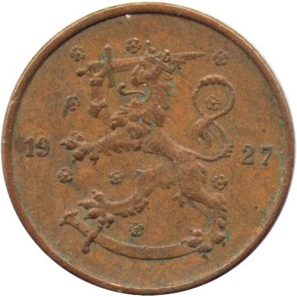 Финляндия 5 пенни 1927 год