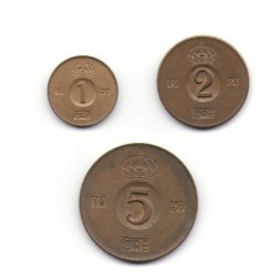 Набор из 3 монет Швеция 1952 - 1971 год
