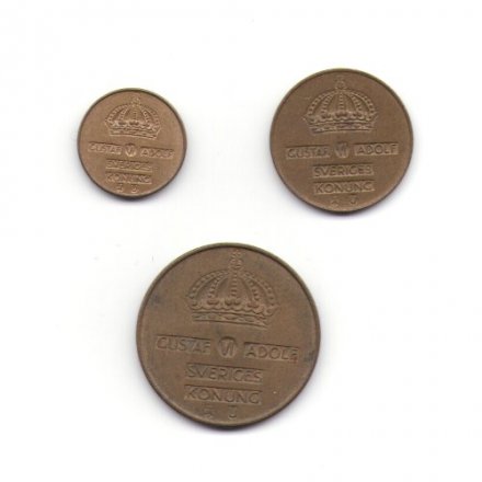 Набор из 3 монет Швеция 1952 - 1971 год