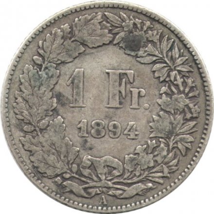 Швейцария 1 франк 1894 год