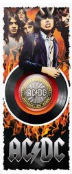 «AC/DC» - Гравированная цветная монета 10 рублей в буклете