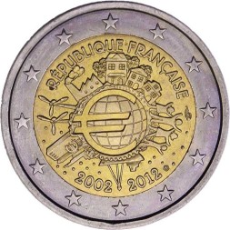 Франция 2 евро 2012 год - 10 лет наличному обращению евро