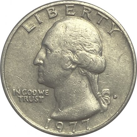 США 25 центов (1/4 доллара) 1977 год (D)