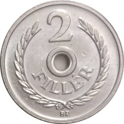 Венгрия 2 филлера 1992 год UNC