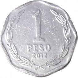Чили 1 песо 2012 год - Бернардо О'Хиггинс
